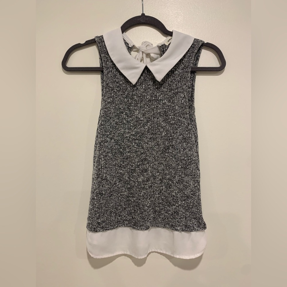 Sophia + Zeke White Collar Grey Shirt